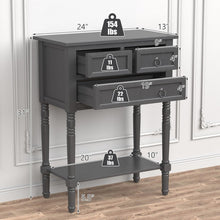 Load image into Gallery viewer, Costway Vintage Narrow Entryway Table with 3 Drawers and Open Shelf - Suitable for Living Room, Entry, and Study
