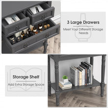 Load image into Gallery viewer, Costway Vintage Narrow Entryway Table with 3 Drawers and Open Shelf - Suitable for Living Room, Entry, and Study
