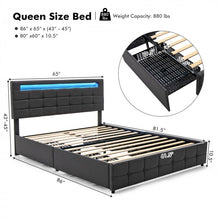 Load image into Gallery viewer, Modern Minimalist Bed Frame with USB Headboard, Drawers and LED Lights
