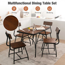 Charger l&#39;image dans la galerie, Industrial Style Dining Room Table Sets - 5-Piece Set with Rectangular Table and 4 Chairs - Suitable for Restaurant and Cafe
