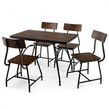 Charger l&#39;image dans la galerie, Industrial Style Dining Room Table Sets - 5-Piece Set with Rectangular Table and 4 Chairs - Suitable for Restaurant and Cafe
