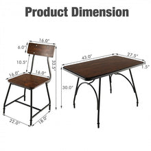 Charger l&#39;image dans la galerie, Industrial Style Dining Room Table Sets - 5-Piece Set with Rectangular Table and 4 Chairs - Suitable for Restaurant and Cafe
