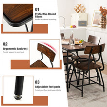 Charger l&#39;image dans la galerie, Industrial Style Dining Room Table Sets - 5-Piece Set with Rectangular Table and 4 Chairs - Suitable for Restaurant and Cafe
