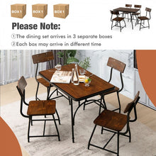 Charger l&#39;image dans la galerie, Industrial Style Dining Room Table Sets - 5-Piece Set with Rectangular Table and 4 Chairs - Suitable for Restaurant and Cafe
