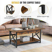Load image into Gallery viewer, Costway Industrial Style Rectangular Coffee Table with Storage Shelf - Suitable for Living Room and Study
