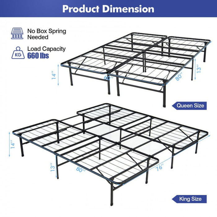 Costway Industrial Style King Size Bed with Under-Bed Storage - Full Size Bed Option Suitable for Bedroom and Apartment
