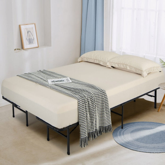 Costway Industrial Style King Size Bed with Under-Bed Storage - Full Size Bed Option Suitable for Bedroom and Apartment
