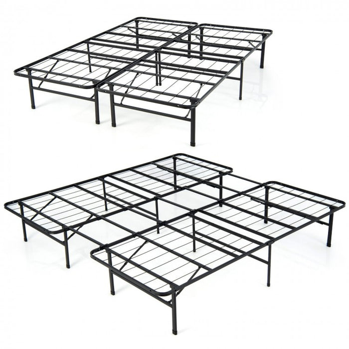 Costway Industrial Style King Size Bed with Under-Bed Storage - Full Size Bed Option Suitable for Bedroom and Apartment