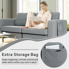 Load image into Gallery viewer, Costway Modern Leather Sofa Couch for 2 - Linen Upholstered Loveseat with Side Storage Pockets, Suitable for Living Room and Office
