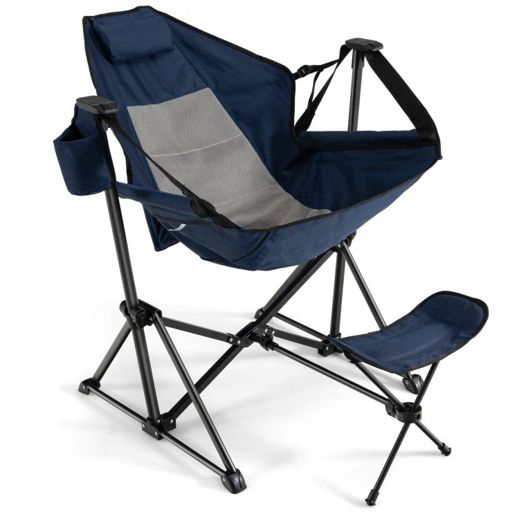 Outdoor Camping Rocking Chair with Retractable Footrest and Portable Carrying Bag - Suitable for Fishing and Picnics