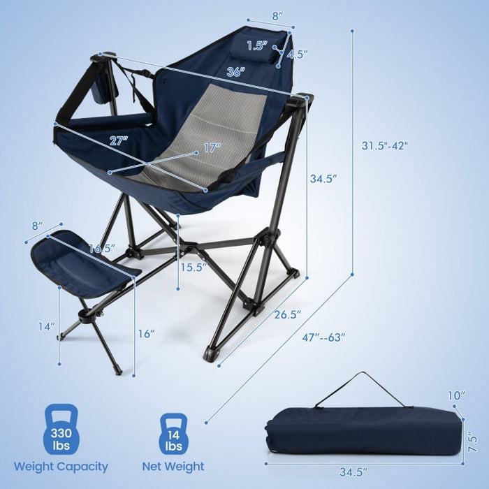 Outdoor Camping Rocking Chair with Retractable Footrest and Portable Carrying Bag - Suitable for Fishing and Picnics