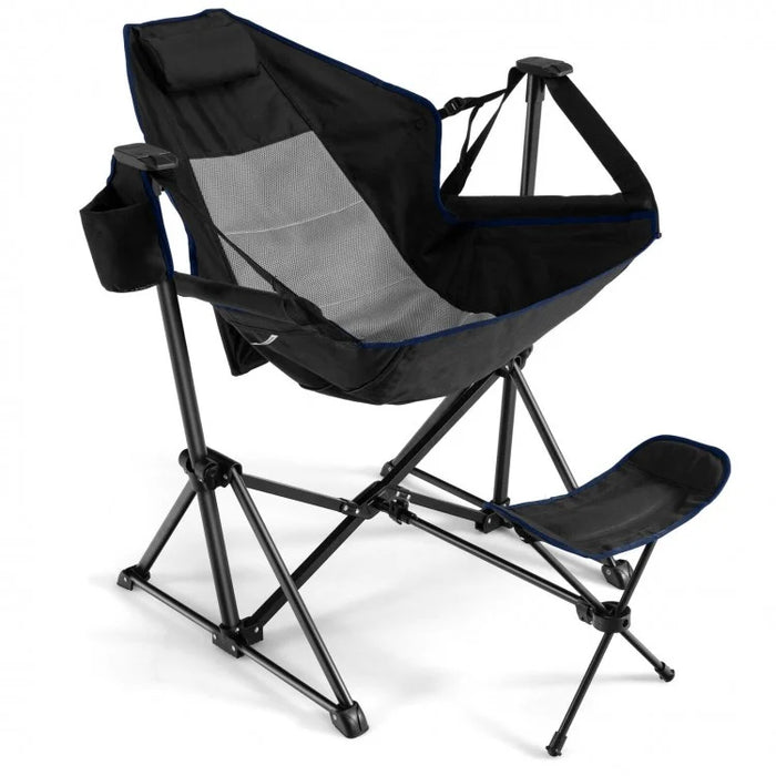 Outdoor Camping Rocking Chair with Retractable Footrest and Portable Carrying Bag - Suitable for Fishing and Picnics