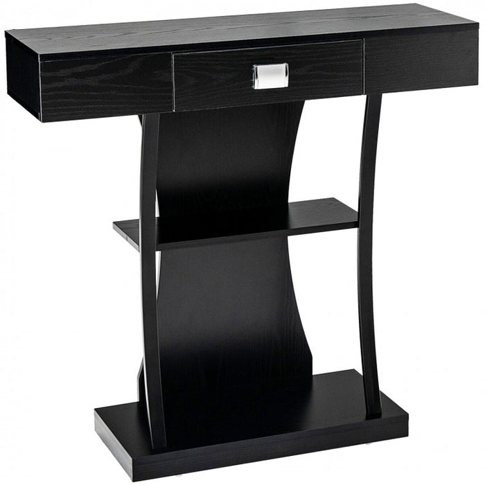 Costway Modern Small Entryway Table with Drawers and Shelves - Suitable for Living Room and Dining Area