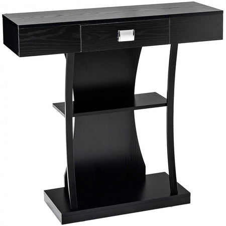 Costway Modern Small Entryway Table with Drawers and Shelves - Suitable for Living Room and Dining Area