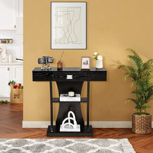 Load image into Gallery viewer, Costway Modern Small Entryway Table with Drawers and Shelves - Suitable for Living Room and Dining Area
