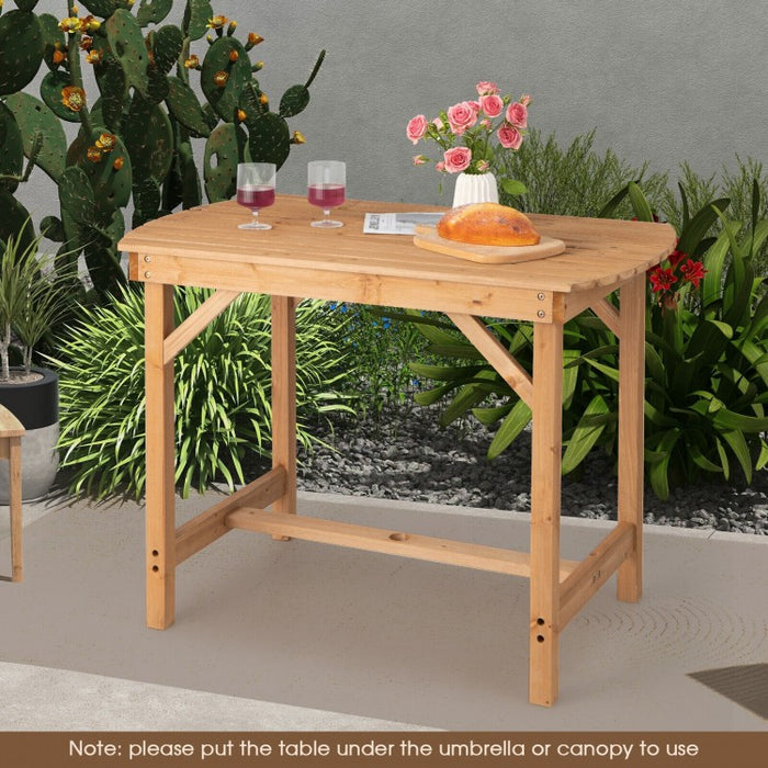 Outdoor Wooden Dining Table with Built-in Umbrella Hole - Suitable for Patio, Backyard, and Poolside