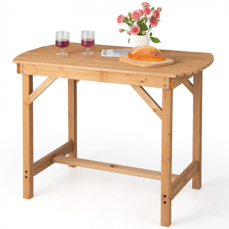 Outdoor Wooden Dining Table with Built-in Umbrella Hole - Suitable for Patio, Backyard, and Poolside