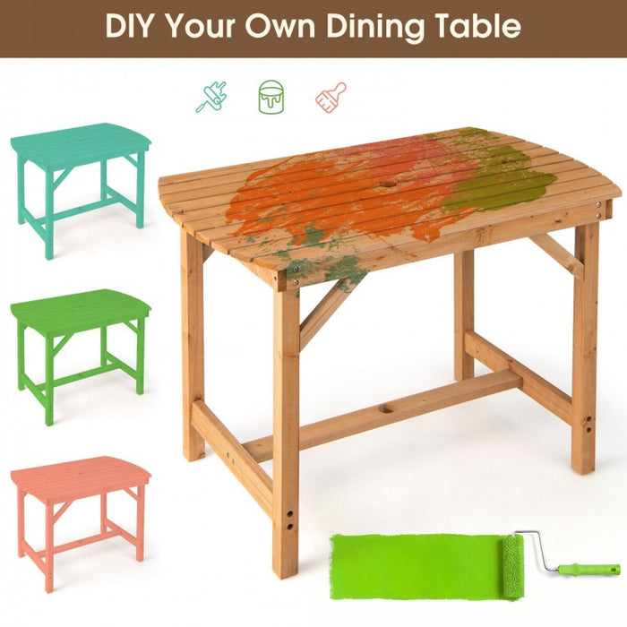 Outdoor Wooden Dining Table with Built-in Umbrella Hole - Suitable for Patio, Backyard, and Poolside
