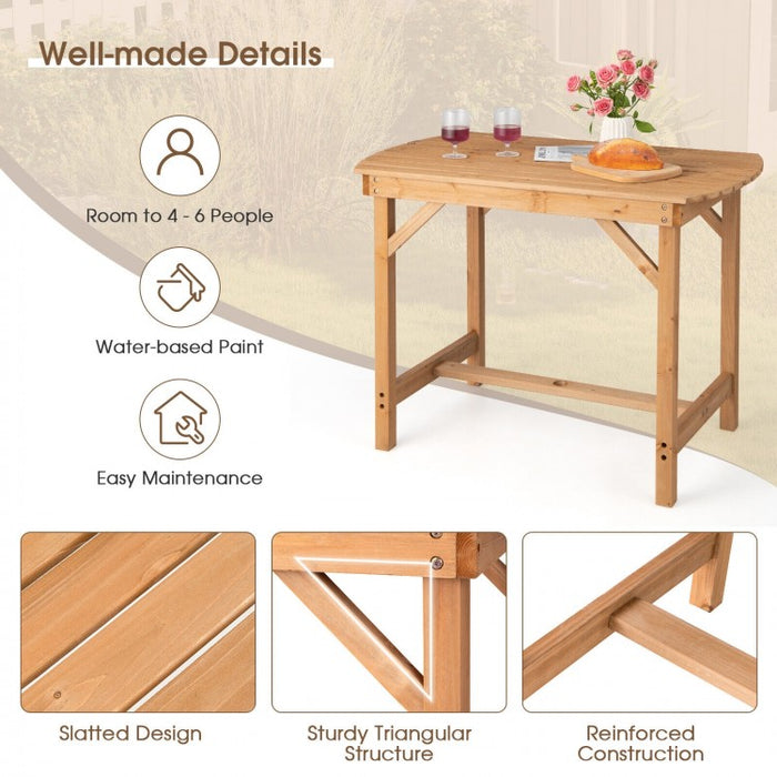 Outdoor Wooden Dining Table with Built-in Umbrella Hole - Suitable for Patio, Backyard, and Poolside