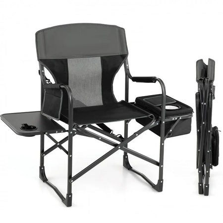 Folding Camp Chair with Cooler Bag and Folding Table - Suitable for Outdoor Camping, Beach, and Travel