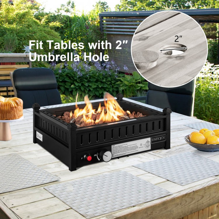 16.5-Inch Portable Black Propane Fire Pit for Outdoor Camping and Patio