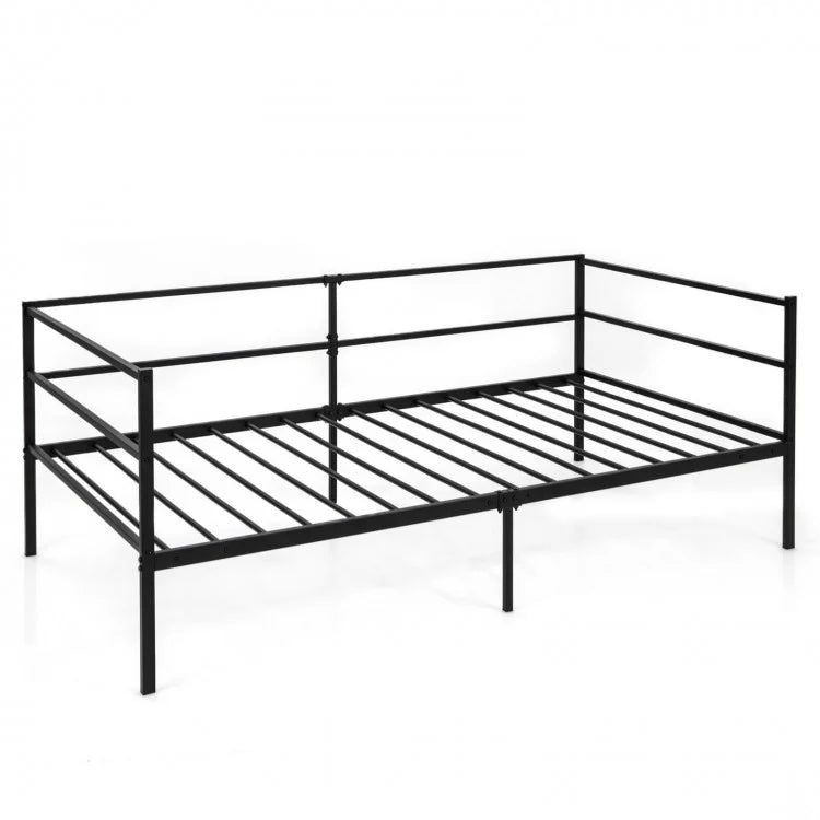 Black Modern Minimalist Metal Sofa Bed Frame with Storage Underneath