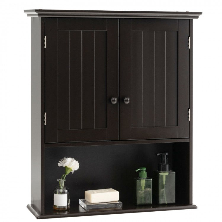 Wall-Mounted Double-Door Bathroom Cabinet with Shelves