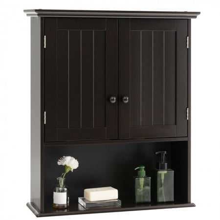 Wall-Mounted Double-Door Bathroom Cabinet with Shelves