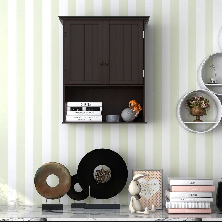Wall-Mounted Double-Door Bathroom Cabinet with Shelves
