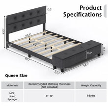 Load image into Gallery viewer, Modern Minimalist Grey Upholstered Bench with Storage and Footrest
