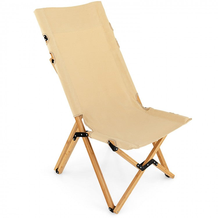 Outdoor Folding Camping Chair - Bamboo Folding Chair with Adjustable Backrest - Suitable for Picnics and Fishing
