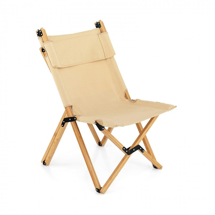 Outdoor Folding Camping Chair - Bamboo Folding Chair with Adjustable Backrest - Suitable for Picnics and Fishing