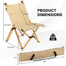 Load image into Gallery viewer, Outdoor Folding Camping Chair - Bamboo Folding Chair with Adjustable Backrest - Suitable for Picnics and Fishing
