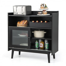 Load image into Gallery viewer, Costway Black Modern Bar Cabinet with Sliding Doors and Wine Rack - Suitable for Restaurant and Kitchen
