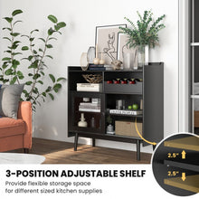 Load image into Gallery viewer, Costway Black Modern Bar Cabinet with Sliding Doors and Wine Rack - Suitable for Restaurant and Kitchen
