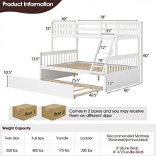 Load image into Gallery viewer, 3-in-1 Convertible Double Deck Bed with Guard Rails, Ladder, and Trundle Bed
