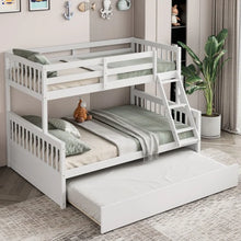Load image into Gallery viewer, 3-in-1 Convertible Double Deck Bed with Guard Rails, Ladder, and Trundle Bed
