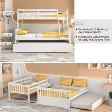 Load image into Gallery viewer, 3-in-1 Convertible Double Deck Bed with Guard Rails, Ladder, and Trundle Bed
