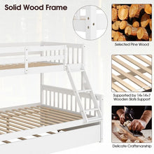 Load image into Gallery viewer, 3-in-1 Convertible Double Deck Bed with Guard Rails, Ladder, and Trundle Bed

