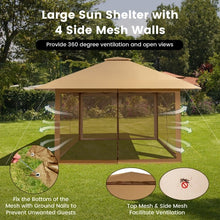 Load image into Gallery viewer, Costway 13x13 ft Outdoor Gazebo Canopy Pop-Up Tent with Mesh Walls - Suitable for Backyard Weddings and Parties
