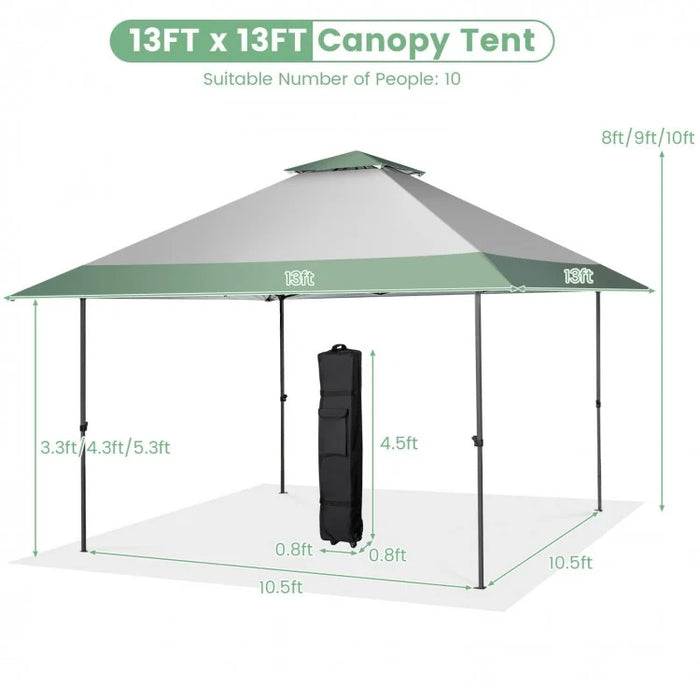 13 x 13 Ft Pop-Up Canopy Tent, Foldable, with Wheeled Travel Bag
