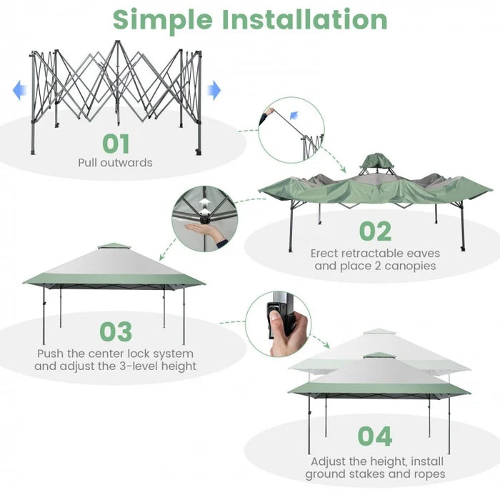 13 x 13 Ft Pop-Up Canopy Tent, Foldable, with Wheeled Travel Bag