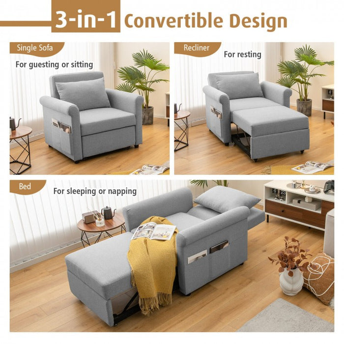 3-in-1 Multifunctional Single-Seater Armchair Sofa Convertible Folding Bed