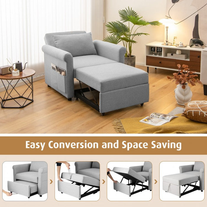 3-in-1 Multifunctional Single-Seater Armchair Sofa Convertible Folding Bed