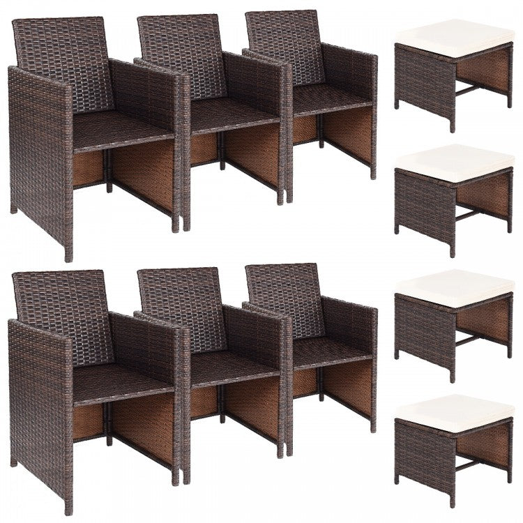 10-Piece Outdoor Patio Fashionable Dining Set with Washable Cushions