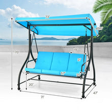 Load image into Gallery viewer, Outdoor Pool Patio 3 Seat Swing Chairs with Canopy Sun Shade
