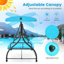 Load image into Gallery viewer, Outdoor Pool Patio 3 Seat Swing Chairs with Canopy Sun Shade

