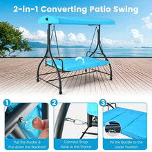 Load image into Gallery viewer, Outdoor Pool Patio 3 Seat Swing Chairs with Canopy Sun Shade
