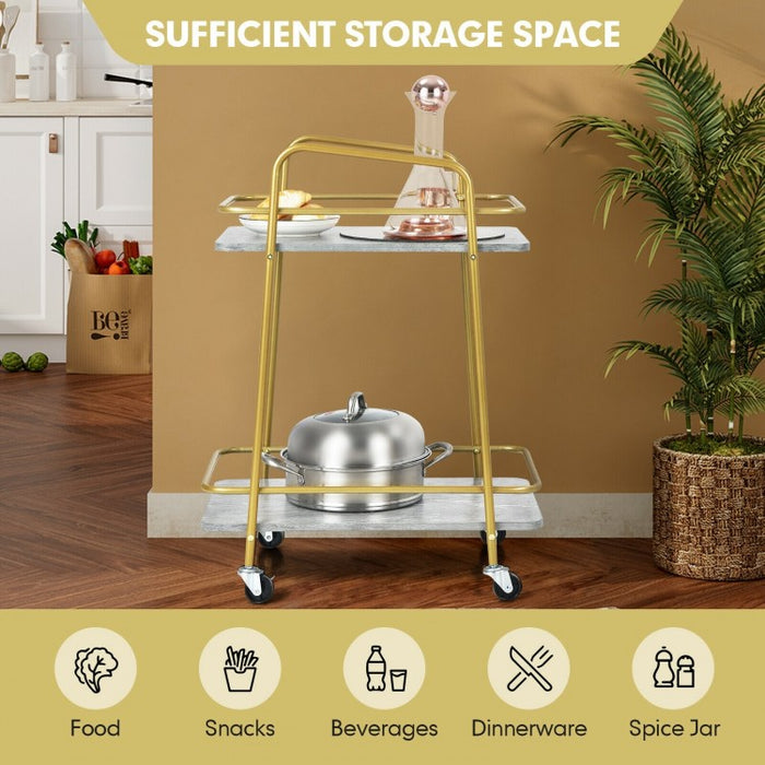 Mobile Double-Decker Kitchen Cart with Casters