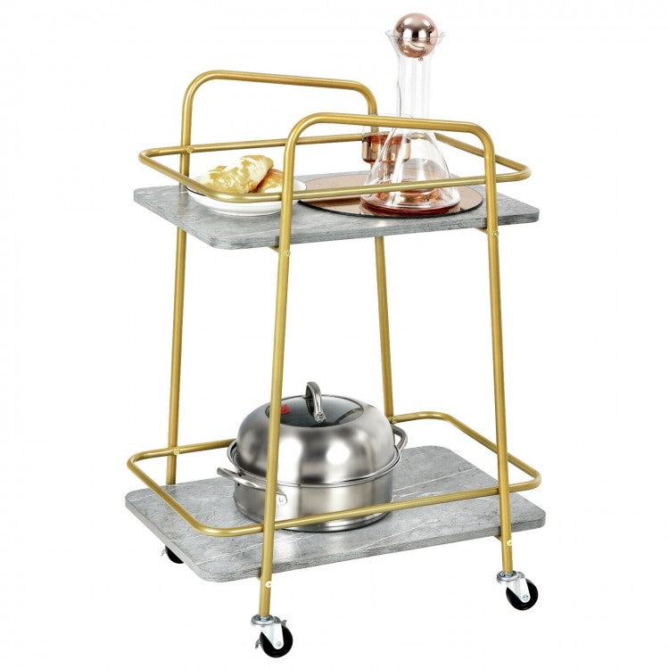 Mobile Double-Decker Kitchen Cart with Casters